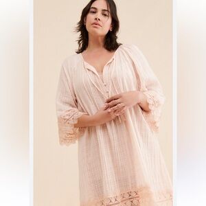 Anthropologie Blush Lace Detail Dress, Size XS, EUC